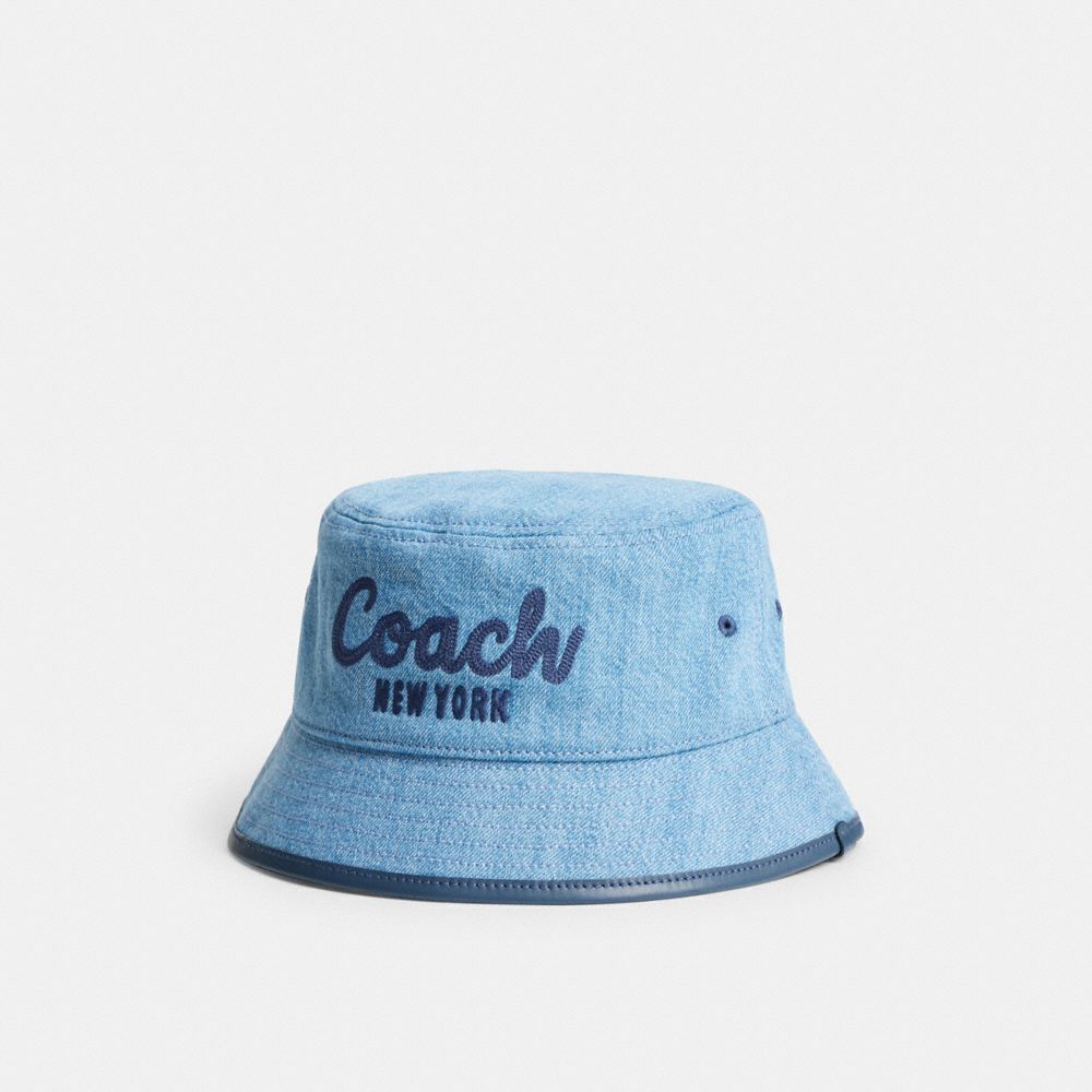 Coach Script Embroidered Denim Bucket Hat - Picture 6 of 7